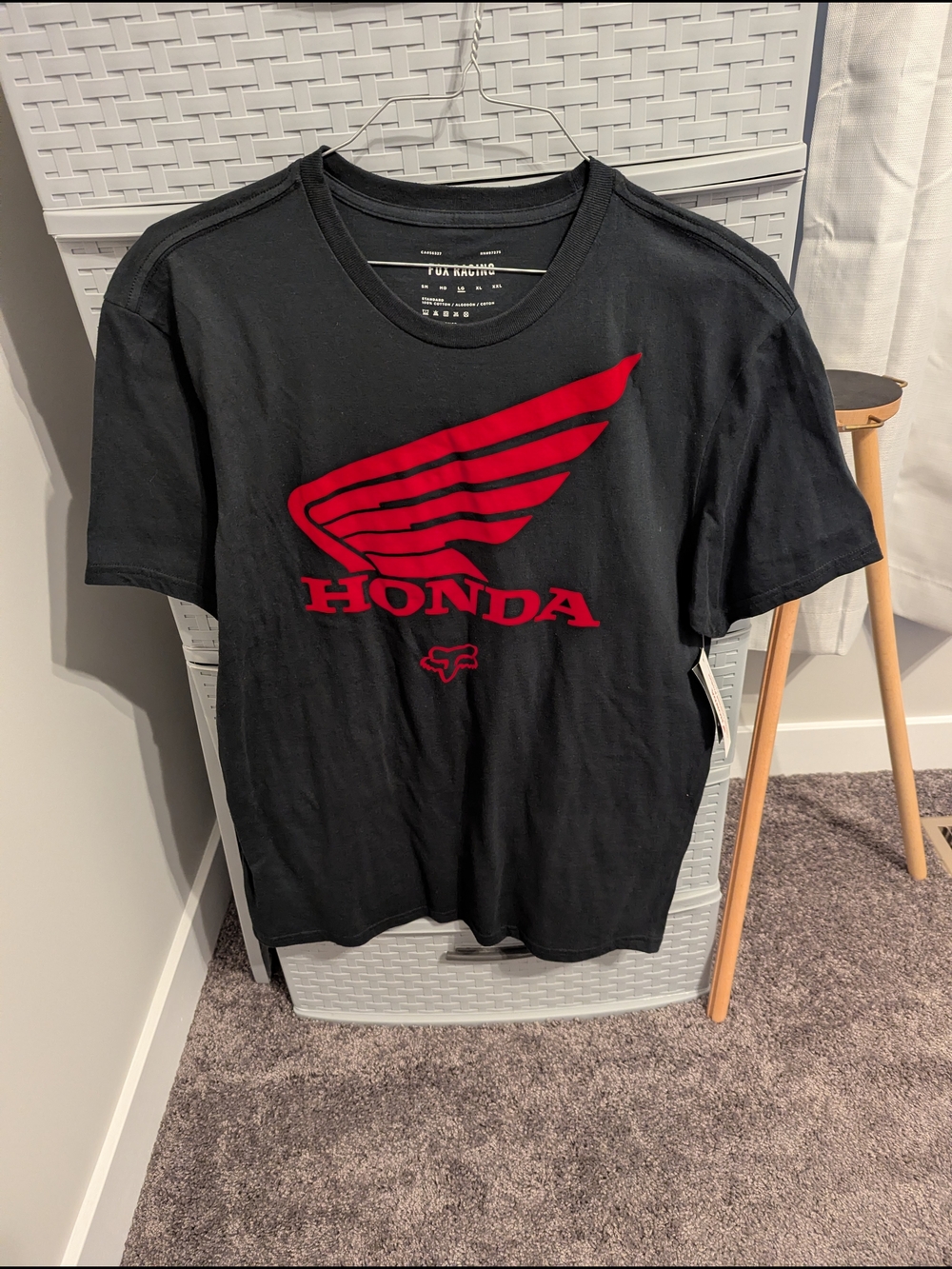 Men's Black T-Shirt with Honda Red Wing Logo